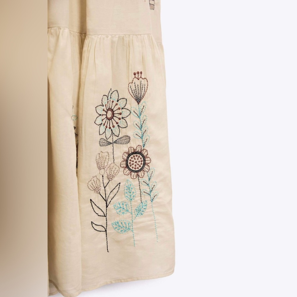 Zara Limited Edition Embroidered Dress Vanilla Color - Picture 12 of 13